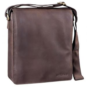STILORD 'Lars' Vintage Sac Besace pour Hommes Sac Bandoulière Cuir pour Macbook 13,3 Pouces Documents DIN A4 Sac Messager Sac à l'Épaule, Couleur:Marron - foncé pâle (STILORD Cuir, neuf)