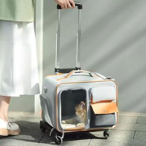 GAMAK Bo&icirc;te de Transport Amovible pour Chat avec roulettes，Sac de Transport pour Animaux de Compagnie Portable avec Poign&eacute;e T&eacute;lescopique pour Chat de 9 Kg Maximum (Color : A) (ANINGT, neuf)