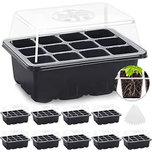 MIXC Mini Serre pour Plantes,Lot de 10 Bac &agrave; Semis,120 Cellules Int&eacute;rieure Plateau Semis, Serre pour Semis avec Couvercle et Ventilation Durables, P&eacute;pini&egrave;re Bo&icirc;te de Culture, Vert (All Faster di Fabio, neuf)