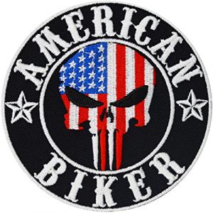 &Eacute;cusson Thermocollant pour motards | Patch American Biker Punisher &agrave; repasser/&agrave; coudre | Appliqu&eacute; motard pour tous les tissus | Accessoire moto | 90x90mm (EXPRESS-STICKEREI, neuf)