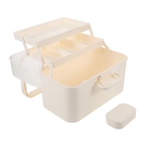 Vaguelly Boîte de Rangement Portable Couches Semi Transparente avec Poignée Organiseur Multifonction pour Cosmétiques Art et Bricolage Grand Volume pour Maison et Voyage (Bustling Xin, neuf)