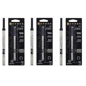 Cross Recharge pour stylo à bille à encre gel Selectip, noir, 1 par carte (8523) (lot de 3, noir) (Europens, neuf)