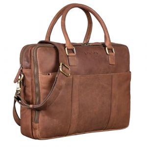 STILORD 'Drake' Sacoche d'affaires Cuir Vintage Sac Business Cuir Homme Femme | Vintage Sac Bureau Grand Format pour Bureau, Travail & Ordinateur Portable 15,6 Pouces, Couleur:Messina - Marron (STILORD Cuir, neuf)