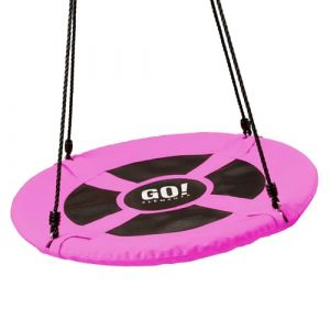 GO!elements Balancoire nid d'oiseau | balancoire nid d Oiseaux Exterieur | R&eacute;glable en Hauteur pour Enfants & Adultes (balan&ccedil;oire familiale) jusqu'&agrave; 150 kg de capacit&eacute; | Taille : &oslash; 80 cm, Coul: Rose (BEYOUND.shop, neuf)