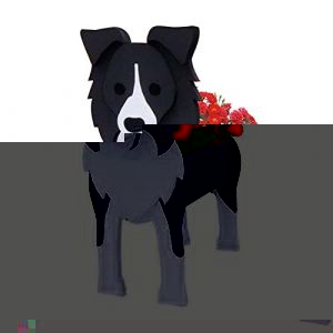 Sempoda Pot de fleurs en forme de chien, pot de fleurs en PVC pour ext&eacute;rieur et int&eacute;rieur, pot de fleurs mignon pour chien (border collie) (nuliso, neuf)