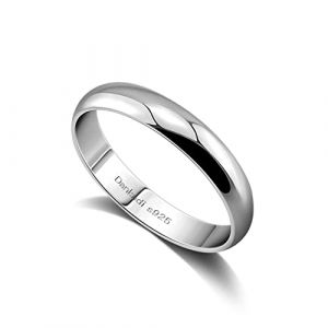 Dankadi Anneau D'alliance en 925 Argent Largeur 3.5mm Taille 44 &agrave; 70MM pour Couple &Eacute;poux, Bague Simple Lisse D&ocirc;me pour Femme Homme Unisexe Cadeau Anniversaire Mariage Amie Fille(Argent Style A,11.5) (Mei Yun Jewelry, neuf)
