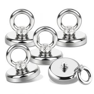 Aimant Neodyme Super Puissant, 34kg Force de Aimant Néodyme, Aimants Avec Trou Rond Magnétique Crochet, Diamètre 32mm Aimanté Peche Pour Garage Casiers Croisière (5 Pièces) (LUQIQISTORE, neuf)