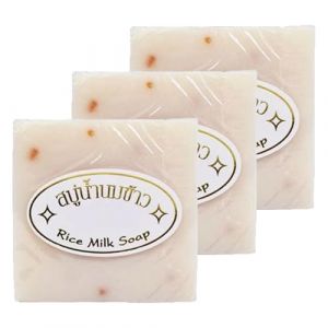 Savon naturel au lait de riz, savon de riz thaïlandais fait à la main, savon éclaircissant au riz avec extrait de riz, savon clarifiant et hydratant pour le visage et le corps, savon de riz thaï (Stationeryy, neuf)