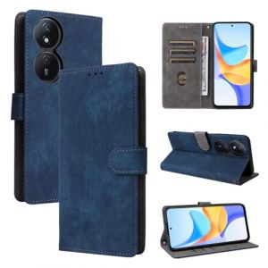 MOJIA Coque pour Honor 90 Smart/Honor X7b 5G / X7b 4G, Anti-Chute T&eacute;l&eacute;phone Housse en Cuir PU &Eacute;tui Portefeuille &agrave; Rabat avec Fonction Antivol RFID. Bleu (Shangnai, neuf)