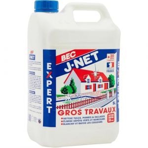 Nettoyant J-net Bec Gros Travaux 5l - D&eacute;truit D&eacute;p&ocirc;ts Vert et Noirceurs - Nettoyant Puissant Multi-Surface - Redonne aux fa&ccedil;ades, toitures, sols leurs &eacute;tat d&rsquo;origine - Offre Sp&eacute;ciale Made in France (Maxi&Mini, neuf)