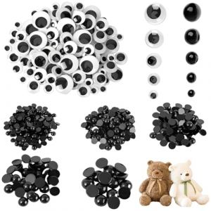KEWUF 790 Pi&egrave;ces Yeux Peluche, Yeux De S&eacute;curit&eacute; Crochet, Yeux Noirs, Yeux Mobiles, Yeux Autocollants, Pour Fabrication De Poup&eacute;es DIY, Jouets En Peluche Et Marionnettes (4/5/6/8/10 Mm, 2 Types D'yeux) (VicFENG001, neuf)