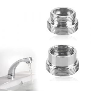 DHWEKU 2 Pi&egrave;ces Adaptateurs de Robinet en M&eacute;tal Argent&eacute;,16mm &agrave; 22mm/22 mm &agrave; 16 mm Adaptateur de Robinet,Connecteur A&eacute;rateur de Robinet Adaptateurs de Filetage pour Robinet de Cuisine et Salle de Bain (DHXMYGS, neuf)