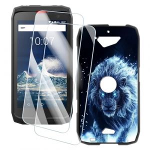 OAGELIM 2 Pack Prot&egrave;ge-&Eacute;cran + Coque Compatible avec Crosscall Action X3 (5 Pouce) Coque Impression Artistique Personnalis&eacute;e et Film Verre Tremp&eacute; (Lion) (MILEGAO, neuf)