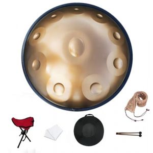 Elsebal Handpan Drum, 22-Inch D Minor 10-Note 432Hz Adult Steel Hand Drums(Gold) with Handpan Drum Bag, 2 Test Mallets, Hand Drum Stand,Music Note Stickers,Maintenance Oil and Wiping Cloth (432hz) (Handpandreamer, neuf)