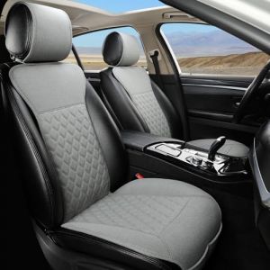 GIANT PANDA Lot de 2 Housses de siège de Voiture en Lin - Respirantes et Douces - Protection des sièges Avant - Ajustement Universel pour 90% des Voitures, SUV et camions - Motif Losanges - Gris (WMGoods, neuf)