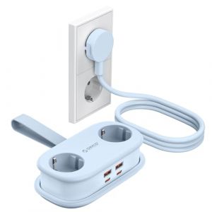 ORICO 65W GaN Prise de Voyage Multiple avec USB-C, 6-en-1 Multiprise Rapide avec 4 Ports USB, Multiprise avec Câble d'Extension Rétractable 1.6m pour MacBook, iPad, Téléphone, Voyage -AP3 Bleu (ORICO Official Store, neuf)