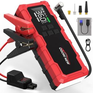 Booster Batterie Voiture 7000A avec Compresseur à Air Portatif,Booster Voiture Batterie Démarrage 12V,150PSI Gonfleur de Pneus,Demarreur Batterie Voiture avec Allume-Cigare(8.0L Diesel/10.0L Gaz) (bajiang, neuf)