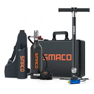 SMACO Mini Bouteille de Plongée Kit 1L Réservoirs de Plongée Support Jusqu'à 20 Minutes Respiration équipement Réservoir d'oxygène de Plongée pour Travail sous-Marin/Bouteille de Rechange, Forfait C (YYSB-EU, neuf)