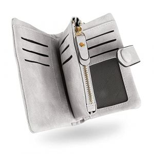 conisy Portefeuille Femme RFID Blocage,Grande Capacité Petite Porte Monnaie en Cuir Chic Court Bourse pour Les Dames (Gris) (conisy, neuf)