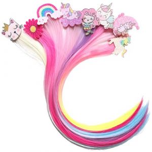 MOLUCKFU Lot de 8 Pinces &agrave; Cheveux Licorne Color&eacute;es pour Filles Extensions &agrave; Clipser en Fibres Synth&eacute;tiques Accessoires Coiffure pour Anniversaire et D&eacute;guisement Motifs Lune Sir&egrave;ne (Ziyiiu, neuf)