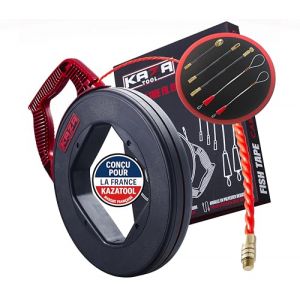 Aiguille Electricien 50m, &Phi; 4.5mm Tire Fil + 5 Adaptateurs | Tire Fils Cable Electrique en Polyester ULTRA RESISTANT | Passe Fil Fibre optique + 2 t&ecirc;tes Flexible de Guidage. Pour un travail de PRO (C&L Ebusiness, neuf)