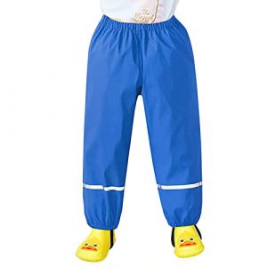 NCQiFei Pantalon De Pluie Enfant Salopette Pantalon pour Fille Et Garçon Combinaison Pantalon Impermeable Et Coupe-Vent Pantalon Respirant Outdoor avec Bande Réflé Pantalons (04-Blue, 5-6 Years) (DaPongZhi, neuf)