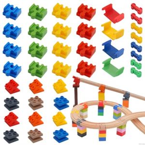 Shinybox Lot de 40 Adaptateurs de Rail en Bois, Accessoires Connecteurs de Rail en Plastique, Rallonge Train pour Circuit Bois, Convient aux Enfants de 14 Ans et Plus (Shinybox, neuf)