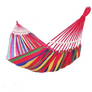 GOCAN Hamac pour 2 personnes, 220 x 160 cm, longueur totale : 330 cm, charge : 300 kg, en toile et coton, pour l'ext&eacute;rieur, le jardin, l'int&eacute;rieur, les enfants, le balcon, rouge, avec barre (GOCAN-EU, neuf)