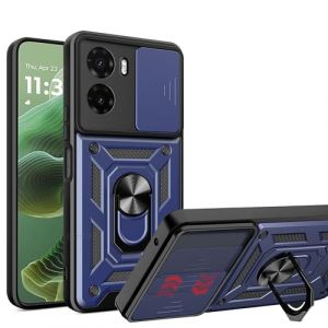 ESHUYI&reg; Coque pour Motorola Moto E15 4G/Moto G05 4G avec Lentille Coulissante Couverture et Support Rotatif, Anti-Chute &Eacute;tui Housse Compatible avec Support De Voiture Magn&eacute;tique, Bleu (Caizeng, neuf)