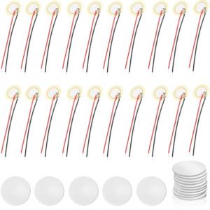 Youmile 20 pièces Disques piézoélectriques 20 mm Capteur piézoélectrique avec fils Micro Trigger Capteur acoustique Buzzer Guitare avec autocollant double face en mousse adhésive (YoumileDirect, neuf)