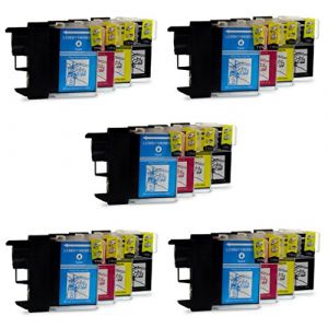 Prestige Cartridge LC1100/LC985 Lot de 20 Cartouches d'encre compatible avec Brother DCP-145C 165C 195C 385C 585CW 6690CW MFC-250C 290C 490CW 5890CN 5895CW 6490CW 990CW J615W, Noir/Cyan/Magenta/Jaune (Toner Experte, neuf)