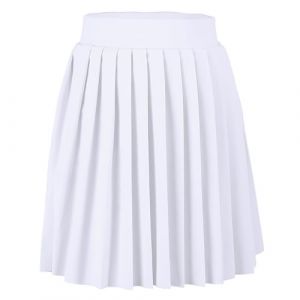 tanzdunsje Mini Jupe pour Fille, Jupe pliss&eacute;e avec Short int&eacute;gr&eacute;, Jupe-Short d'uniforme Scolaire pour Fille avec 2 Poches lat&eacute;rales, Taille &eacute;lastique Jupes Noires (FR/ES, &Acirc;ge, 7 Ans, 10 Ans,Blanc) (eledance, neuf)