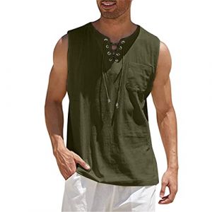 LAOSU Débardeur Sans Manches Pour Homme, Tricot De Peau Col V, Maillot De Corps Coton, Sport Gym Polo T-Shirt, Quick Dry Tee, Maille Aérée (chengaokui993, neuf)