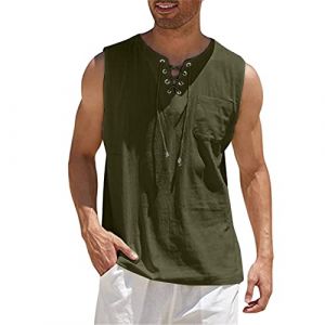 LAOSU Débardeur Sans Manches Pour Homme,Tricot De Peau Homme Col V,Maillot De Corps Homme Coton,Sport Gym Polo T Shirt Homme,Quick Dry Polo Tee Shirt,Maillot De Corps Homme Maille Aérée (ZSEGEDN, neuf)