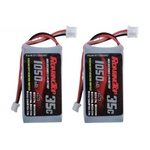Roaringtop Batterie Lipo 2S 1050mAh 7.4V avec Molex Plug Rechargeable RC Lipo Batterie pour FCX24 25C et Camion de Voiture RC &eacute;chelle 1/24 avec 1 Chargeur USB(2 Pcs) (Eps Brand, neuf)