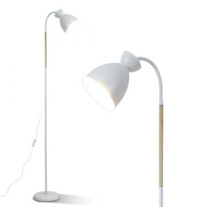 Amdelne Lampadaire sur Pied Salon 159cm, Lampe sur Pied en Métal E27 Max. 60W, Lampadaire Liseuse Industriel Rétro, Blanc Lampe de Lecture pour Salon, Chambre, Bureau (Sans Ampoules) (XXH-Light, neuf)
