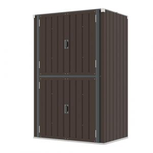 YODOLLA Abri de Jardin M&eacute;tal, Armoire de Rangement Ext&eacute;rieure &agrave; 3 Niveaux, &Eacute;tag&egrave;res R&eacute;glables & Portes Verrouillables pour Jardin, Garage, Stockage d&rsquo;Outils, 76 x 55 x 178 CM, Brun (YODOLLA-UK, neuf)