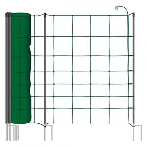 VOSS.farming Filet &eacute;lectrifiable de cl&ocirc;ture pour Moutons, ch&egrave;vres Classic+, Longueur 50 m, Hauteur 90 cm, 20 piquets, 1 Pointe, Vert (cloture-electrique-expert, neuf)