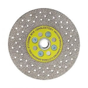 Disque Diamant 125mm Double Face Coupe et Meulage Lame Scie Brasé Sous Vide pour Marbre Granit Béton Porcelaine Carrelage M14 Filetage SANLEETEK (Sanleetek, neuf)