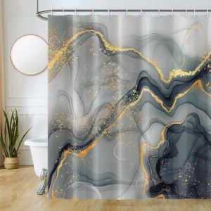 Uiiooazy Rideau Douche Anti Moisissure, Rideau de Douche 180x240cm Gris Aquarelle Effet Marbre Vert Rideaux de Baignoire Tissu Lavable Imperméable Polyester Rideaux Salle de Bain avec 12 Crochets (dongguibinjingpinxiaodianpu, neuf)