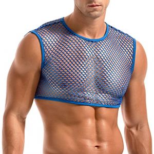 Amy Coulee Maillot de corps en résille pour homme, bleu, M (zima, neuf)