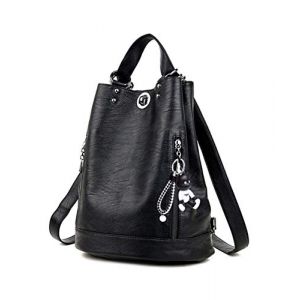 DEERWORD Femme Sac a Dos Sacs à Main Portés Bandouliere Feminin Ados Original PU Cuir 6462 1pc Ensemble Noir V6 (WUJUNWEI LTD, neuf)