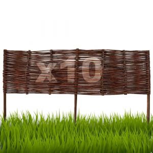 Floranica Bordures de Parterre en Saule Lot de 10 pièce 20 cm x 100 cm Clôture en Bois de Osier pour Bordure Plate-Bande Palissade Bordures de Fleurs Décoratives Panneau en Saule (Pemicont, neuf)