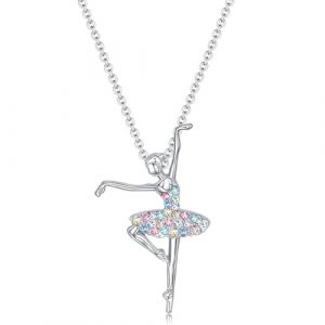 Collier pendentif danseuse ballet filles en zircon charmant - cadeau bijoux représentant une ballerine en tutu pour femmes à l'occasion de Noël, d'action de grâce ou d'Halloween. (ALPHASS LOGISTICS LTD, neuf)
