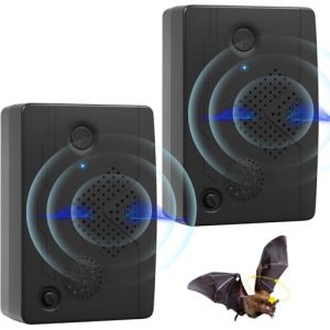 Lot de 2 répulsifs à ultrasons pour chauve-souris d'extérieur pour grenier, appareils dissuasif pour se débarrasser des chauves-souris, répulsif à ultrasons à ultrasons d'intérieur pour garder les (Yumsem_Store, neuf)