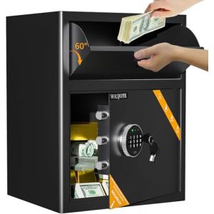 WASJOYE Coffres-Forts &agrave; Fente de D&eacute;p&ocirc;t | 70L Coffre-Fort avec Clapet d'Insertion | Coffre-Fort Bo&icirc;te aux Lettres | Clavier Num&eacute;rique et Cl&eacute;s, pour Esp&egrave;ces, Bijoux, Documents (40P x 35l x 52H cm) (BigSN, neuf)