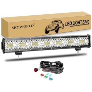 SKYWORLD 8D 20 pouces 50 cm 420W Barre led 4x4 avec 12v faisceau de câblage kit, Étanche Rampe Bar Barre lumineuse led pour Offroad Voiture Véhicule Camion Tracteur Quad Bateau (SKYWORLD-EU, neuf)