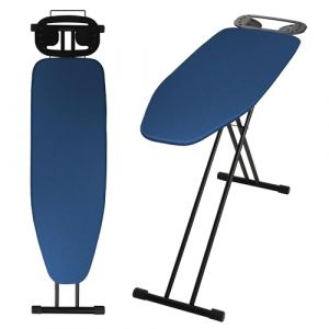KADAX Table à Repasser 120 x 38 cm, Planche à Repasser Pliable avec Housse en Coton, Support pour Fer, Pieds Antidérapants et Hauteur Réglable (Bleu Foncé) (KADAX, neuf)