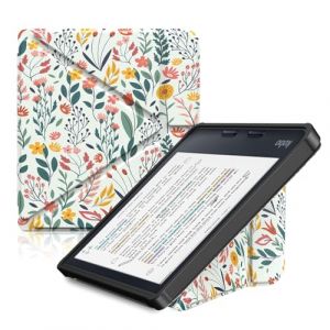 TiMOVO Étui pour Kobo Libra Colour 7 Pouces (Modèle : N428), Coque de Protection Mince pour Kobo Libra Clara, Étui Léger et Mince pour Tablette avec Support Étanche, Fleur (ZMSolution EU, neuf)