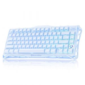 GravaStar Clavier Gaming Mercury K1 75% Blue, Clavier M&eacute;canique en Alliage d&rsquo;Aluminium, Gasket Mount Hot-Swap, Switchs Lin&eacute;aires, R&eacute;tro&eacute;clairage RGB, sans Fil pour Jeu, Bureau et Cadeaux-Bleu (Gravastar Europe, neuf)